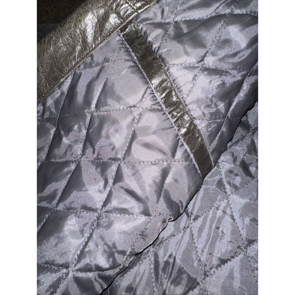 Knoles & Carter Bomber Coat 4XL Olive‎ Green Leather Button Zip Up Quilted Men - Picture 11 of 14